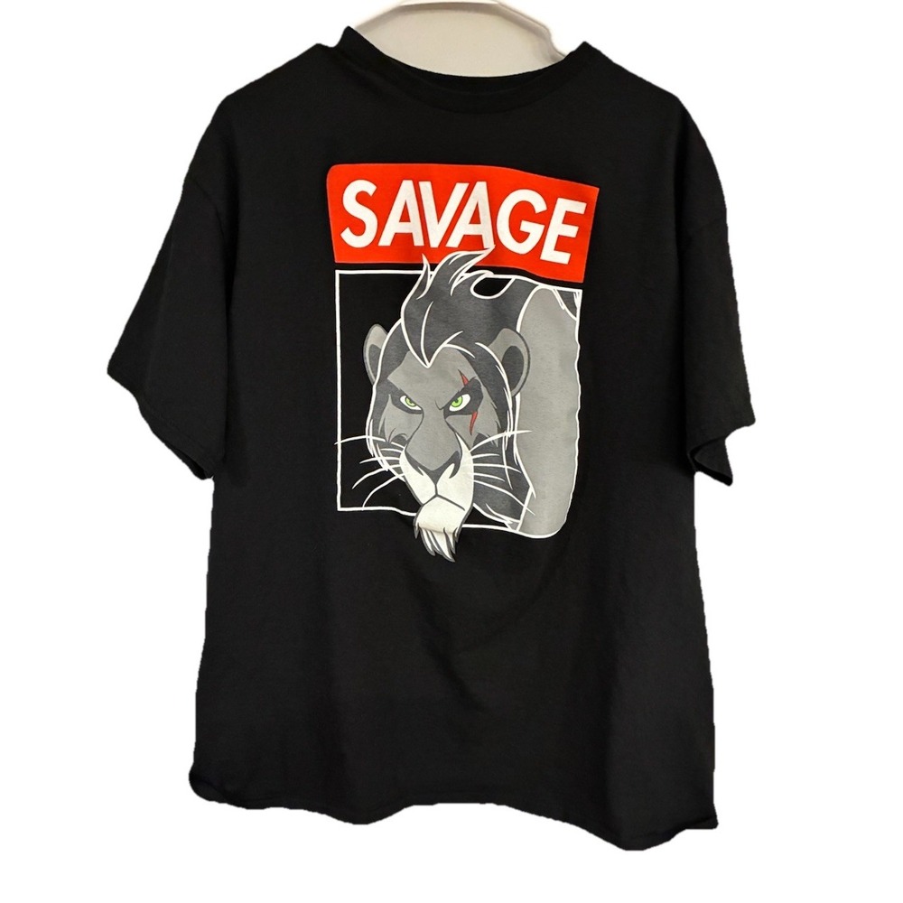 The Lion King Scar Mens T-Shirt Size XL Black Graphic Savage Tee Tshirt EUC